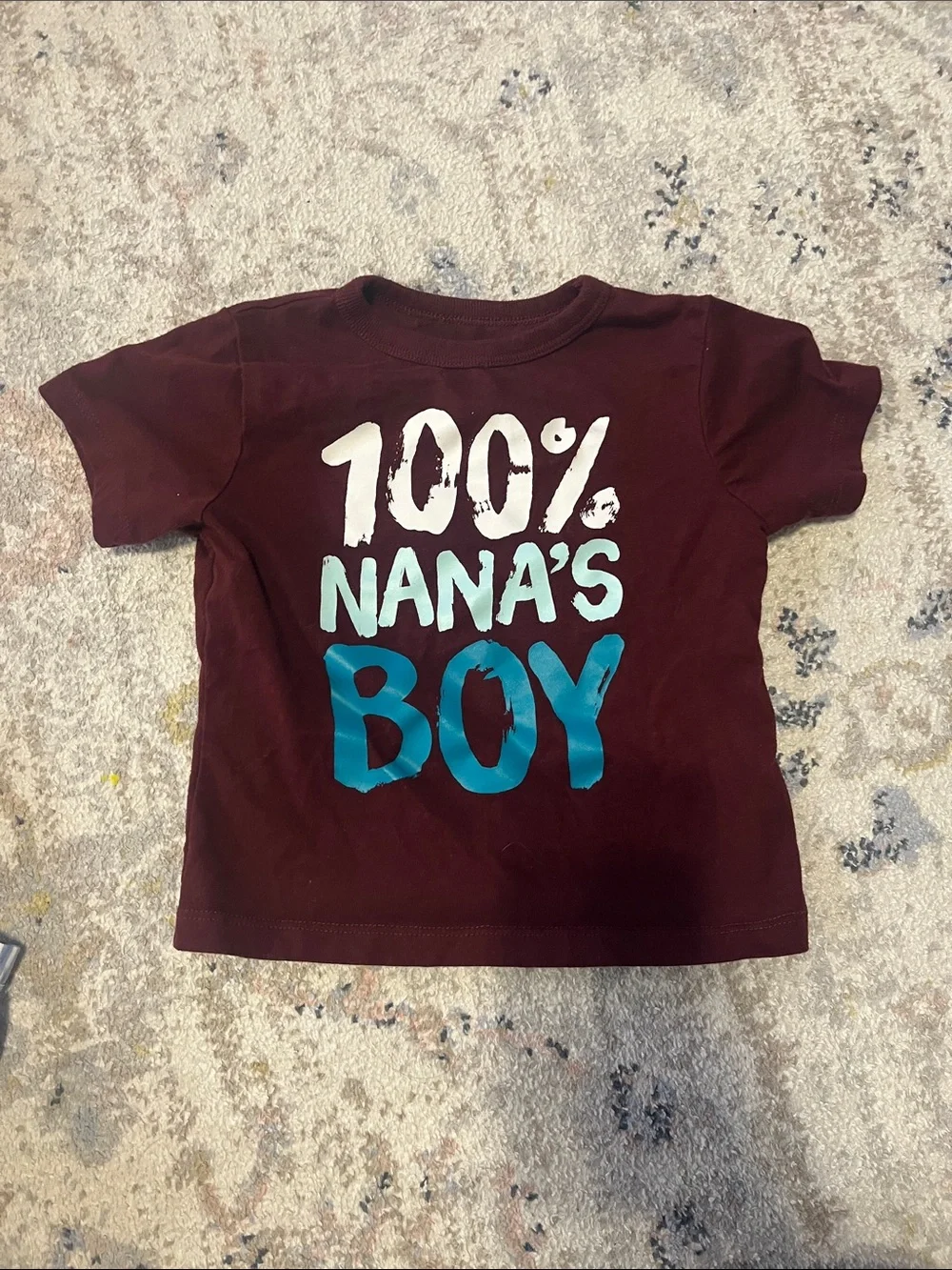 The Children's Place Maroon Tee with White & Teal Graphic